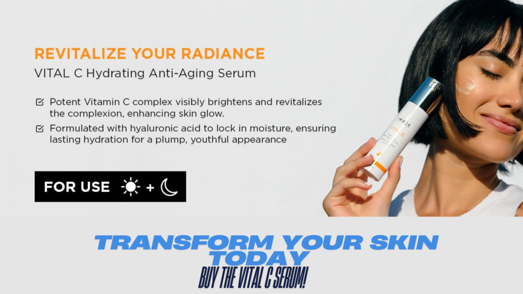 Woman with glowing skin after using IMAGE Skincare Vital C Serum