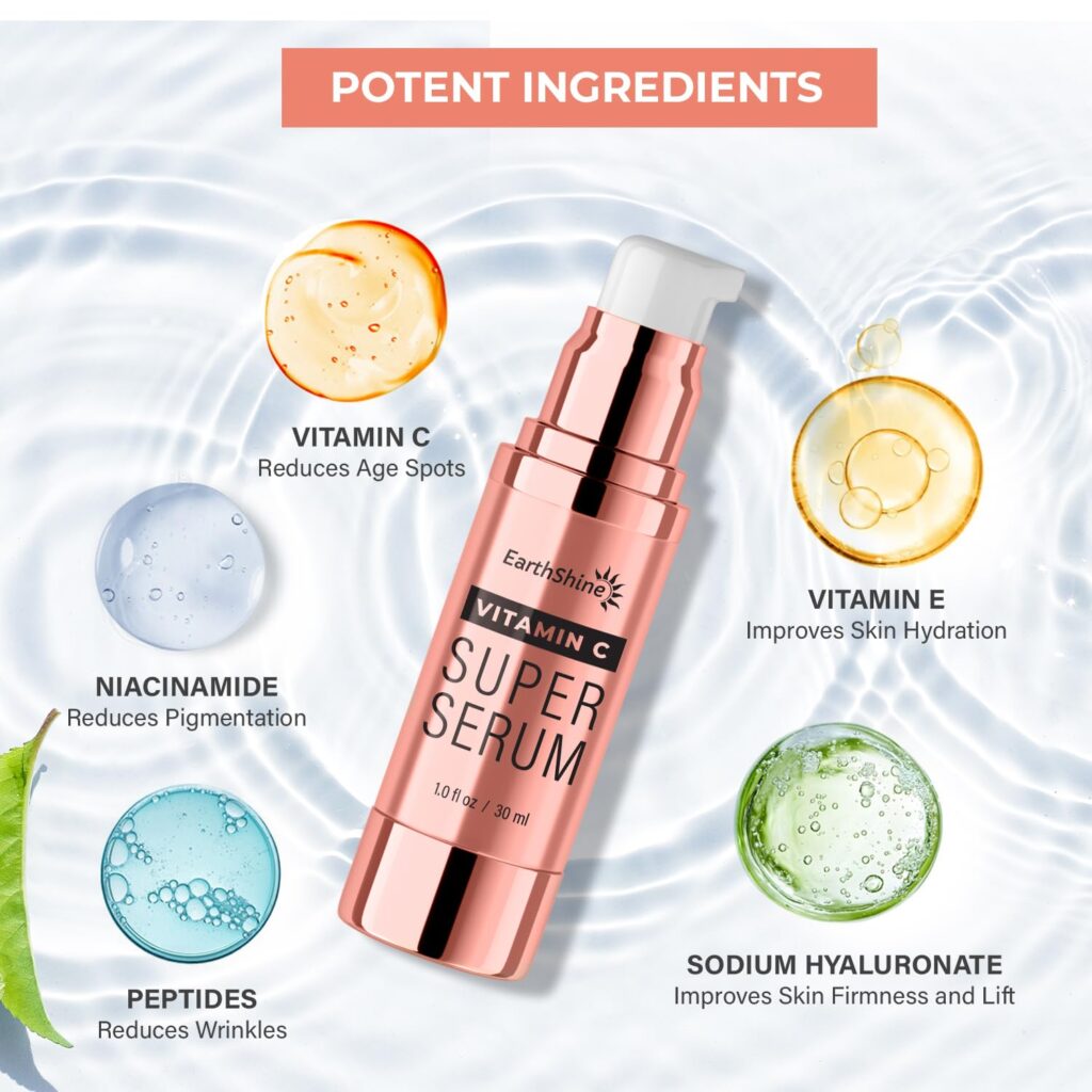 Close-up of skin hydration effect with Vitamin C serum
