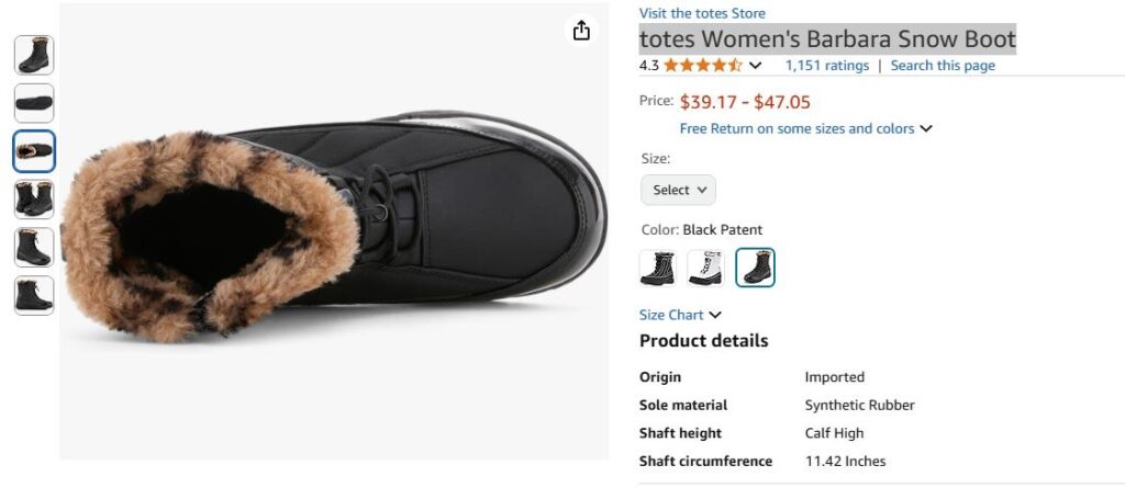 price of boots 