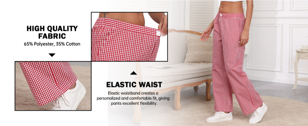 This image showcases the quality and composition of the Women's Pajama Pants, highlighting their comfort, soft fabric, and stylish design. Perfect for ultimate relaxation and lounging.