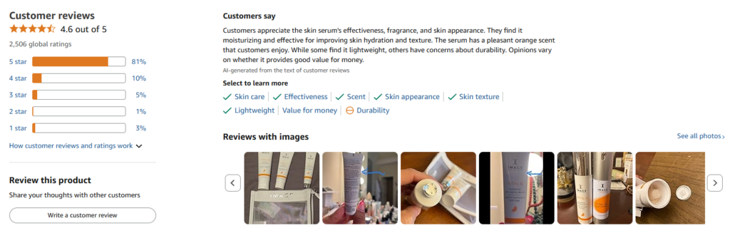 User Reviews of IMAGE Skincare VITAL C 