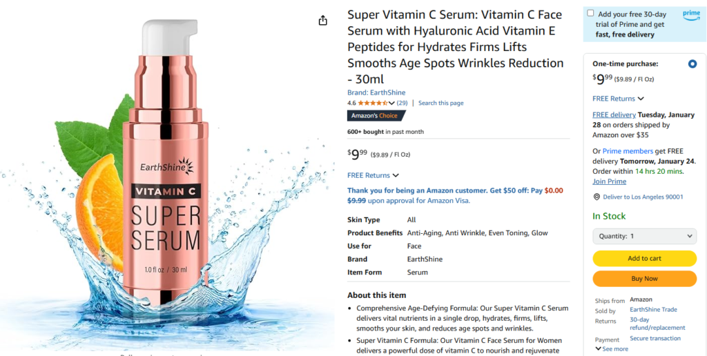 Lightweight and fast-absorbing Vitamin C serum
