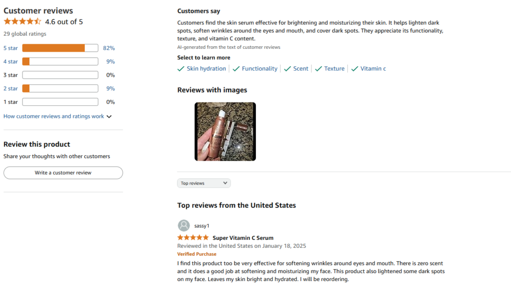 User Reviews of Super Vitamin C Serum