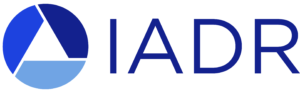 IADR logo featuring the acronym 'IADR' in bold, dark blue capital letters, accompanied by a circular geometric design on the left, composed of three blue segments in varying shades.