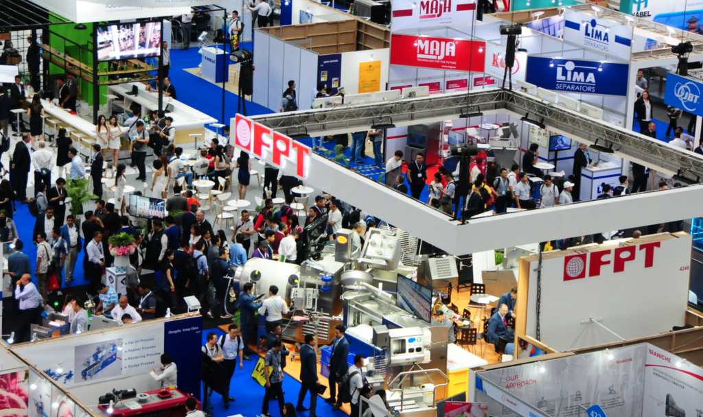Visitors exploring the exhibition floor at MeatPro Asia 2025, engaging with the latest innovations in the meat industry.