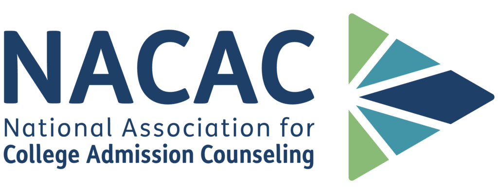 Logo of NACAC (National Association for College Admission Counseling) featuring a triangular design with extending lines, symbolizing various academic pathways and the guidance provided by the association for students and professionals in college admissions