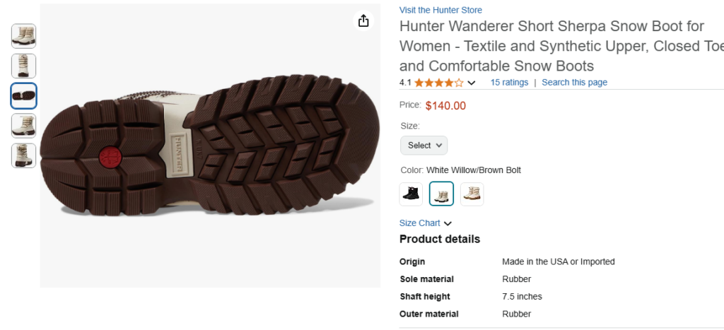 Hunter Wanderer Short Sherpa Snow Boots price