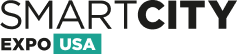 Smart City Expo USA logo featuring bold, modern typography with 'Smart City' in black and 'Expo USA' in teal, representing innovation and urban development