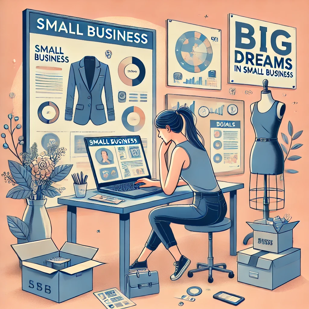 A motivated small business owner working on their e-commerce store, analyzing sales data, and preparing product shipments for customers.