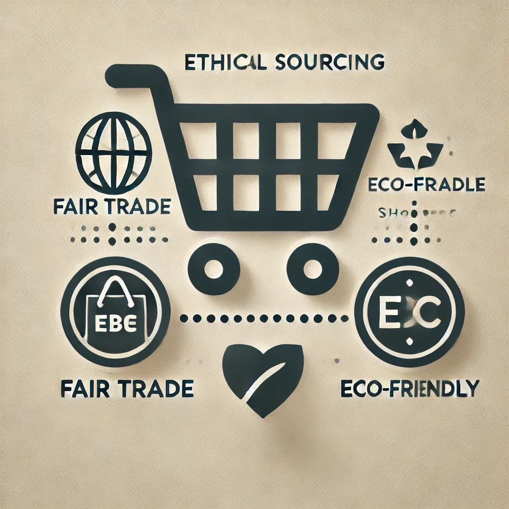 A responsible e-commerce brand showcasing ethically sourced products, fair trade certifications, and eco-friendly packaging.