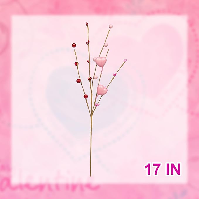These romantic J'FLORU Valentine's Day Gifts heart picks are handmade with soft foam hearts and delicate red berries, ideal for a heartfelt decoration