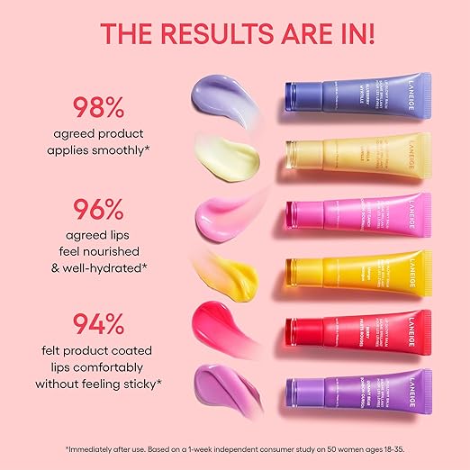 Key ingredients of LANEIGE Lip Glowy Balm: Shea Butter, Hyaluronic Acid, and Jojoba Oil.

