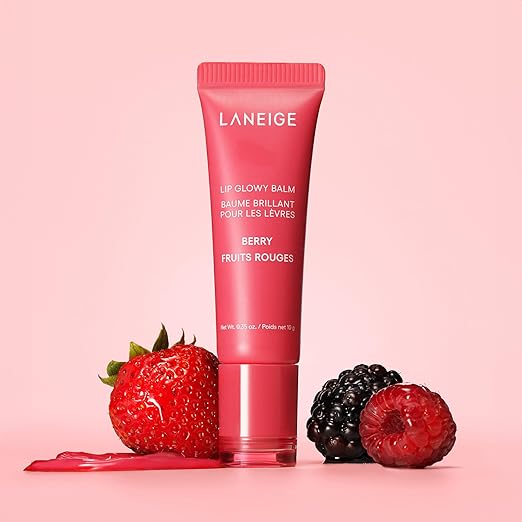 LANEIGE Lip Glowy Balm in Berry shade, offering hydration and glossy finish.