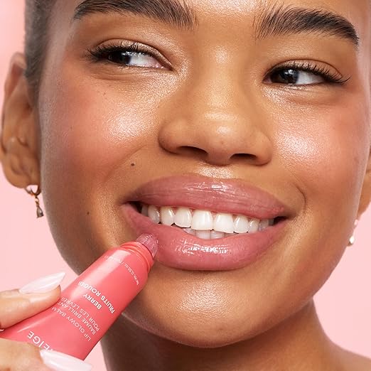 Soft, smooth, and glossy lips after using LANEIGE Lip Glowy Balm with Berry tint.

