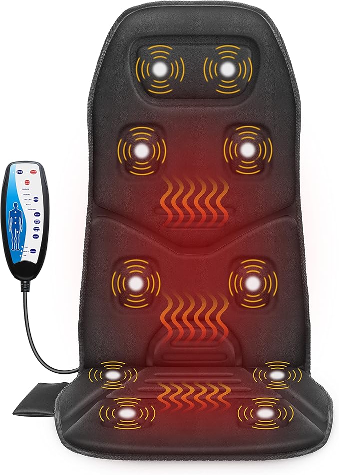 COMFIER Massage Seat Cushion provides a comforting massage experience, featuring 10 vibrating motors and customizable heat settings to ease your body’s tension.