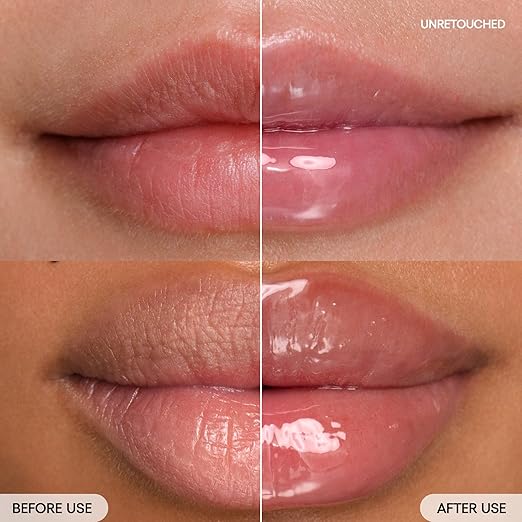 Applying LANEIGE Lip Glowy Balm for a smooth, glossy finish and natural tint.

