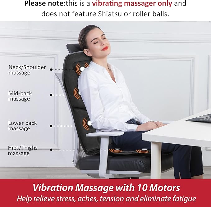 COMFIER Massage Seat Cushion delivers targeted vibration and heat therapy for your back, hips, and thighs, ensuring comfort and relaxation at all times.