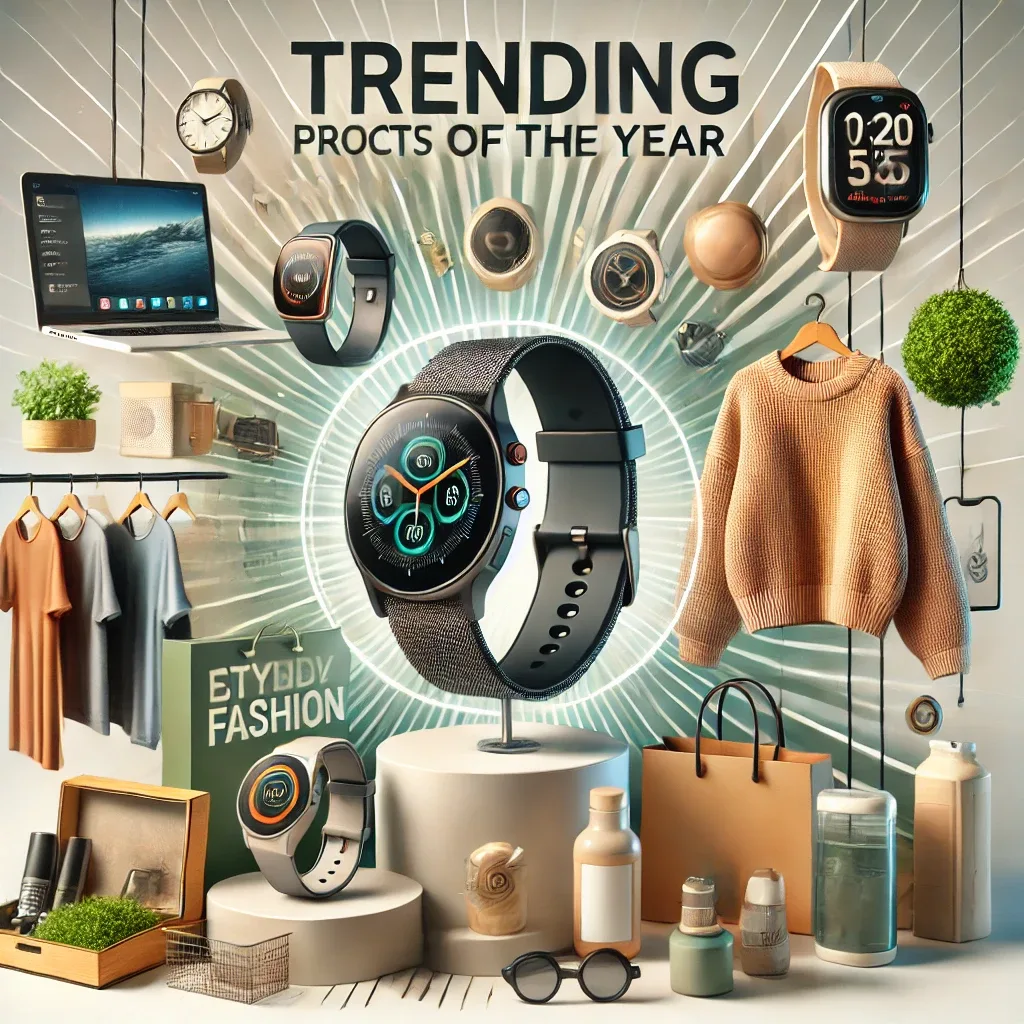A modern shopping concept highlighting trending products of the year