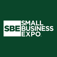 Small Business Expo (SBE) logo with white text on a dark green background